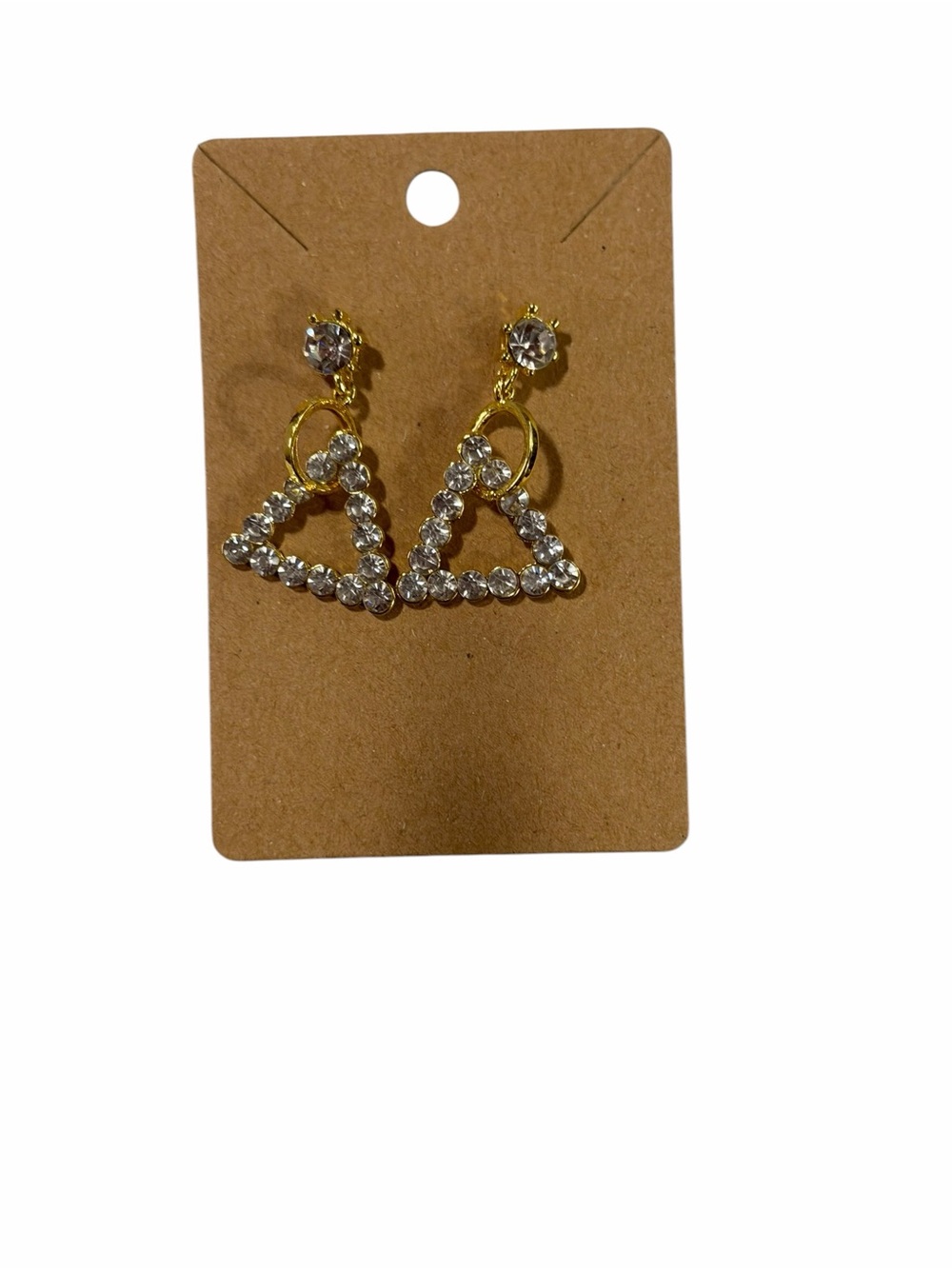 Gold-Tone Crystal Triangle Drop Earrings